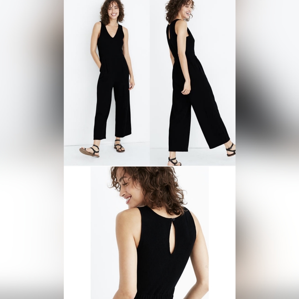Madewell Texture & Thread Black Keyhole Jumpsuit